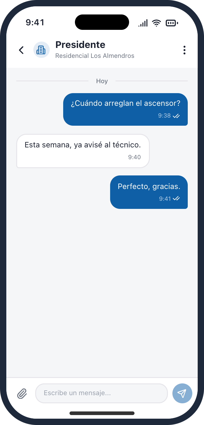 App Vecinly: chat entre vecinos de la comunidad.