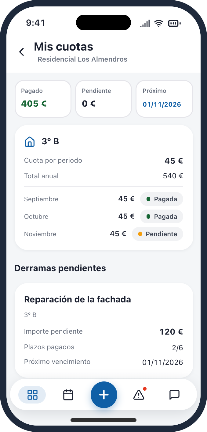 App Vecinly: contabilidad de la comunidad con saldo y movimientos.